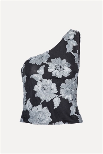 Rotate, Flower Mesh top, Gray pinstripe